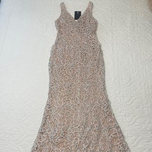Nude and Silver Floor Length Gown